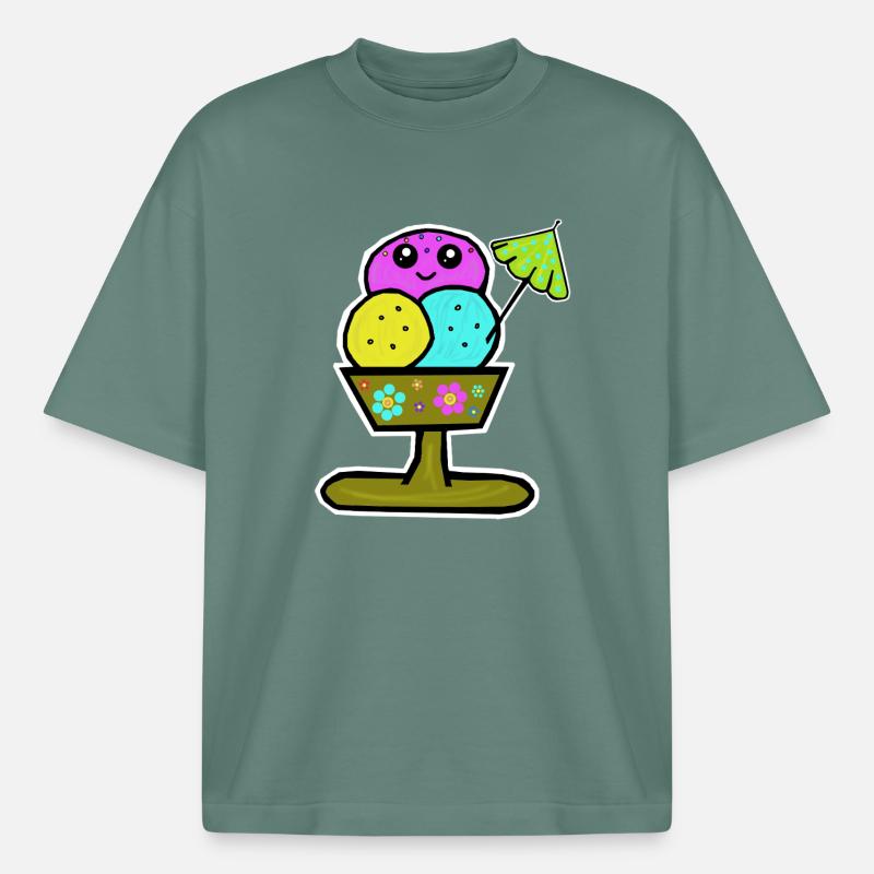Bunter Eisbecher Eiscreme Eiskreme Eis - Boxy Heavyweight Unisex Organic T-Shirt by Stanley/Stella - green bay