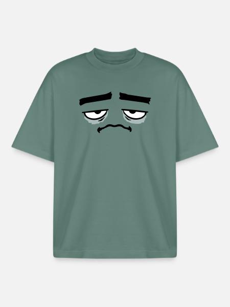 Grumpy sad disappointed face funny - Boxy Heavyweight Unisex Organic T-Shirt by Stanley/Stella - green bay
