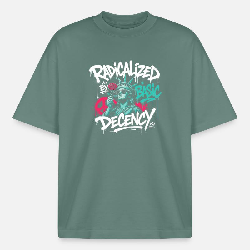 Radicalized Basic Decency Graffiti - Boxy Heavyweight Unisex Organic T-Shirt by Stanley/Stella - green bay