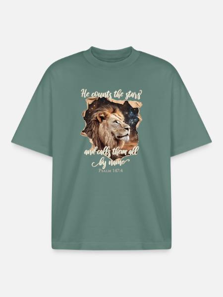 Löwe Bibelvers Christlich - Boxy Heavyweight Unisex Organic T-Shirt von Stanley/Stella - Grüner Bucht