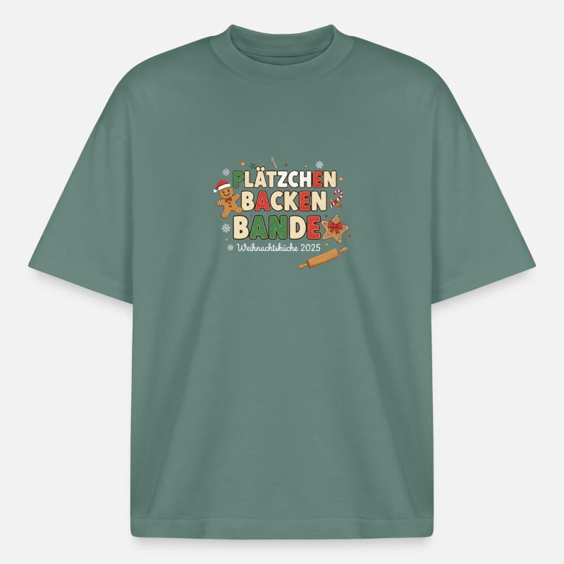 Plätzchen Backen Bande – Weihnachtsküche 2025 - Boxy Heavyweight Unisex Organic T-Shirt von Stanley/Stella - Grüner Bucht