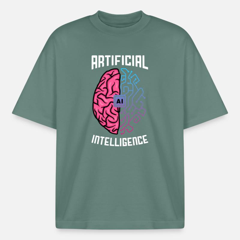 Artificial Intelligence Brain Tech Design - Boxy Heavyweight Unisex Organic T-Shirt von Stanley/Stella - Grüner Bucht