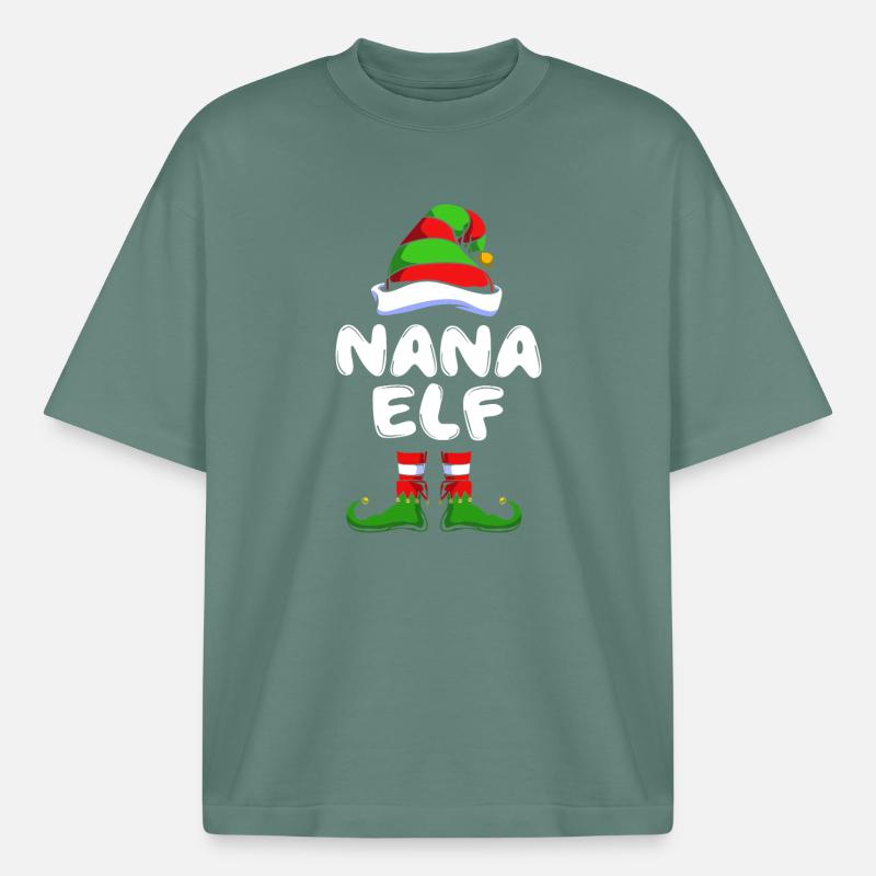 Elfe Elf Weihnachtsgeschenk Oma Großmutter - Boxy Heavyweight Unisex Organic T-Shirt von Stanley/Stella - Grüner Bucht