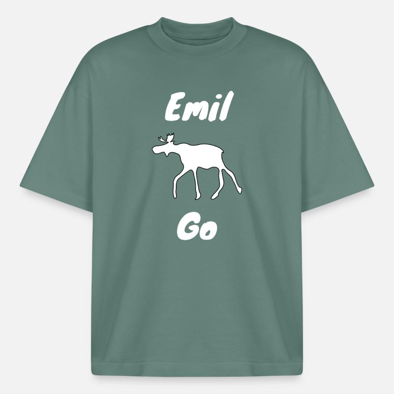 Emil the Elk withe - Boxy Heavyweight Unisex Organic T-Shirt by Stanley/Stella - green bay