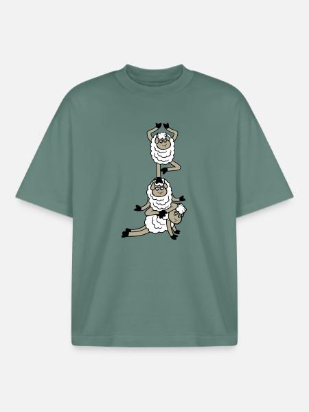 Tired_Sad_Sleepy_Sheep_Yoga_Meditating_5 - Boxy Heavyweight Unisex Organic T-Shirt by Stanley/Stella - green bay