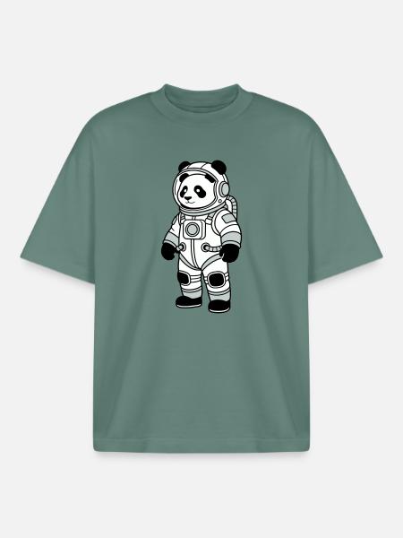 Combinaison spatiale panda bear - T-shirt unisexe boxy épais biologique Stanley/Stella - baie verte