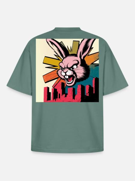 Evil Bunny Rampage - Boxy Heavyweight Unisex Organic T-Shirt von Stanley/Stella - Grüner Bucht