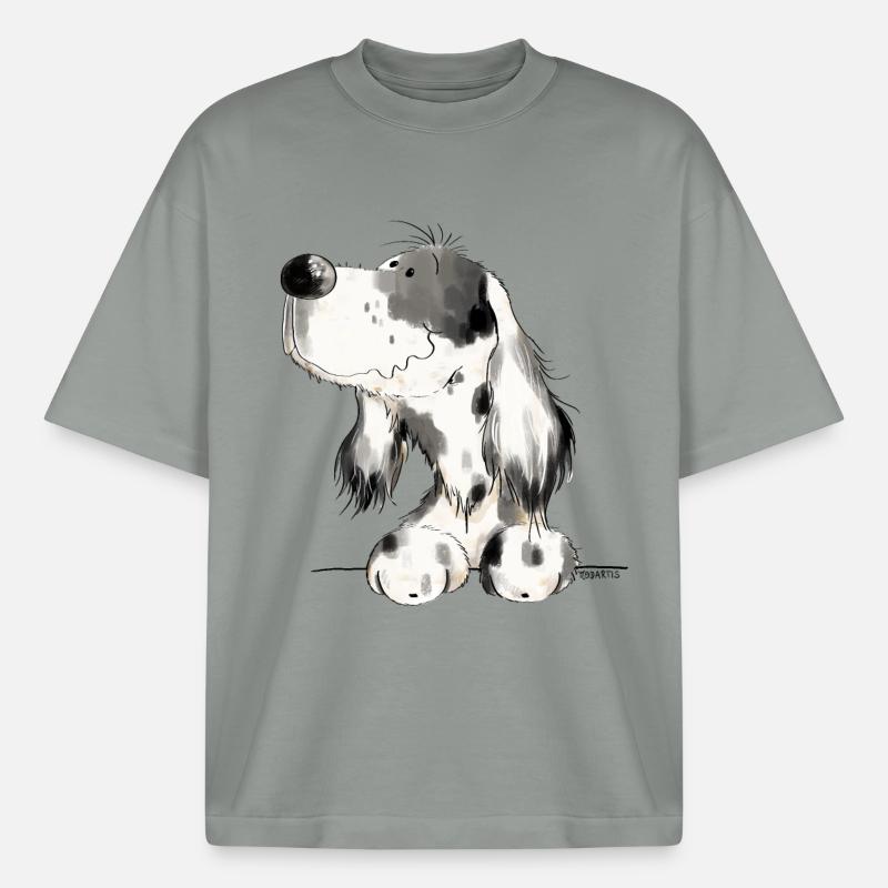 Englischer Setter I Hunde Comic Geschenk - Boxy Heavyweight Unisex Organic T-Shirt von Stanley/Stella - Nebelgrau