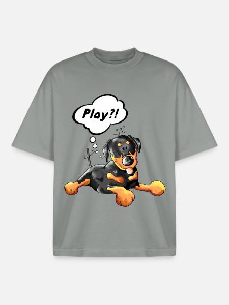 Playing Rottweiler - Boxy Heavyweight Unisex Organic T-Shirt by Stanley/Stella - misty grey