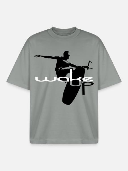Wakeboard wake up wakeboarding - Boxy Heavyweight Unisex Organic T-Shirt by Stanley/Stella - misty grey