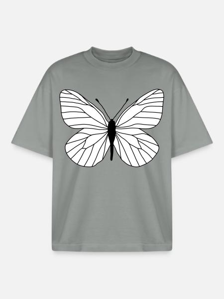 Papillon blanc - T-shirt unisexe boxy épais biologique Stanley/Stella - gris brumeux