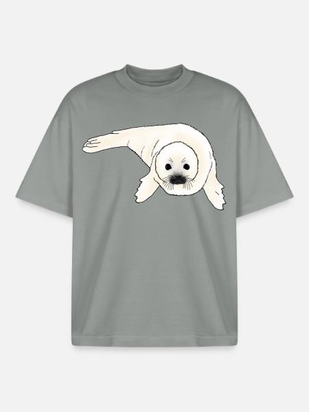 Bébé phoque - T-shirt unisexe boxy épais biologique Stanley/Stella - gris brumeux