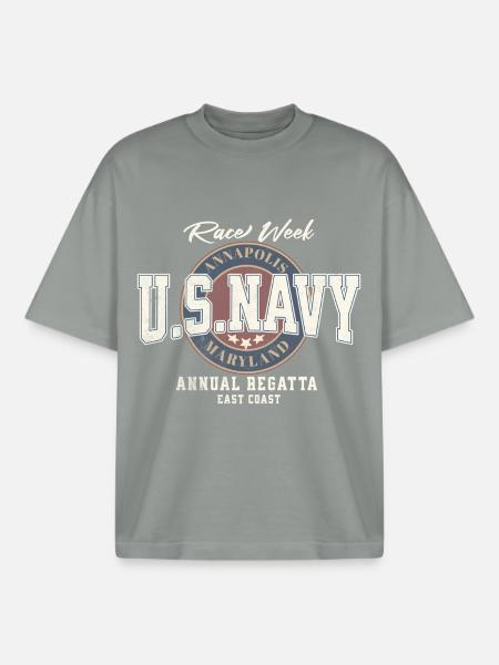 Design U.S. Navy Annapolis Regatta - Boxy Heavyweight Unisex Organic T-Shirt by Stanley/Stella - misty grey