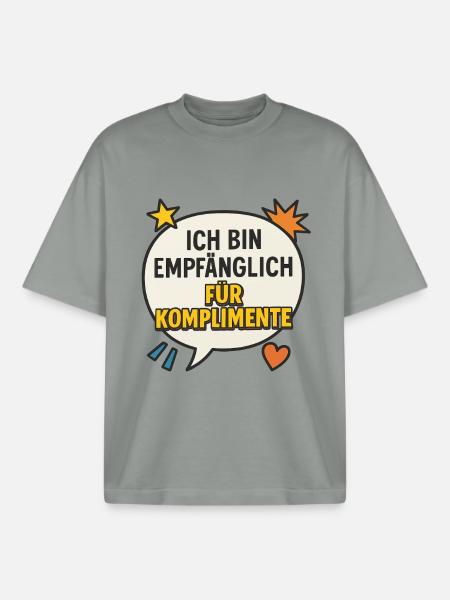 Spruch für Komplimente - Boxy Heavyweight Unisex Organic T-Shirt von Stanley/Stella - Nebelgrau