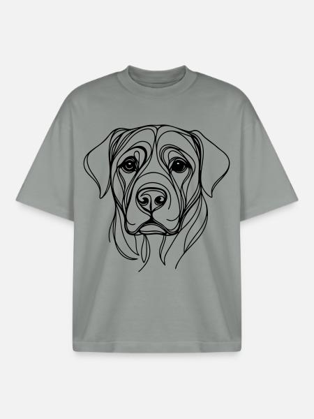 Dog_line_art_1 - Boxy Heavyweight Unisex Organic T-Shirt von Stanley/Stella - Nebelgrau