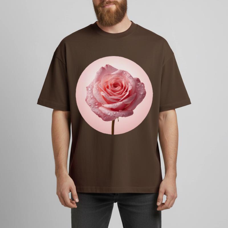 Delicate Pink Roses with Dew Heavyweight Boxy Unisex T-Shirt by Stanley/Stella