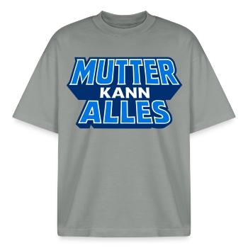 Maman peut tout faire Motif en bleu - T-shirt unisexe boxy épais biologique Stanley/Stella - gris brumeux - Devant - AI Model Male 185 light (185cm) & AI Model Female 172 dark (172cm)