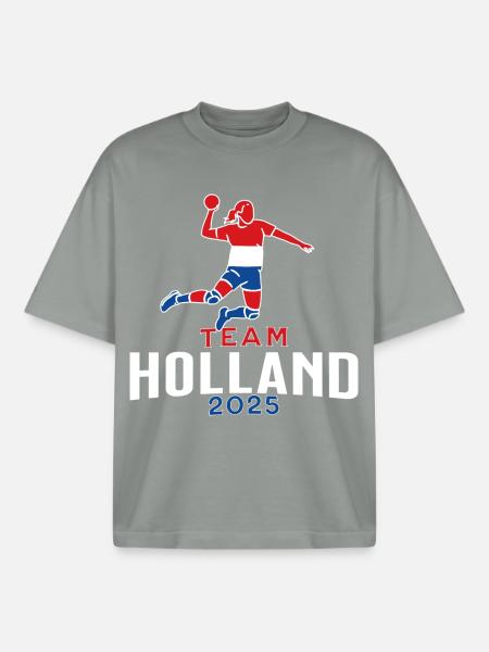 VM i håndbold 2025 Team Holland - Stanley/Stella unisex boxy heavyweight T-shirt økologisk - tågegrå