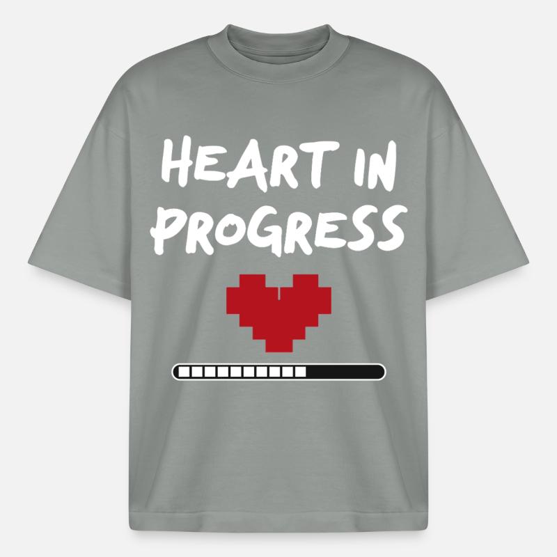 HEART IN PROGRESS Statement - Boxy Heavyweight Unisex Organic T-Shirt by Stanley/Stella - misty grey