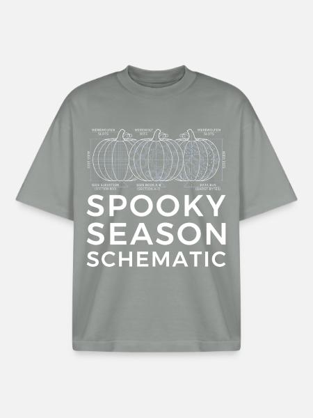 Spooky Season Schematic, Engineer Halloween tshirt - Boxy Heavyweight Unisex Organic T-Shirt by Stanley/Stella - misty grey