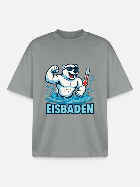 Eisbaden Eisbad PolarBär Fitness - Boxy Heavyweight Unisex Organic T-Shirt by Stanley/Stella - misty grey