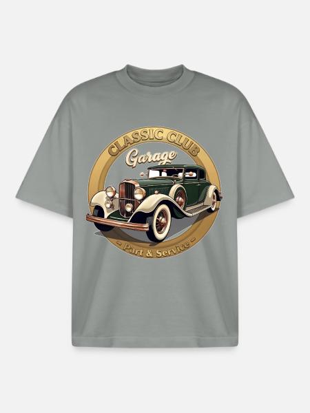 Klassisches Auto Club Emblem - Boxy Heavyweight Unisex Organic T-Shirt von Stanley/Stella - Nebelgrau