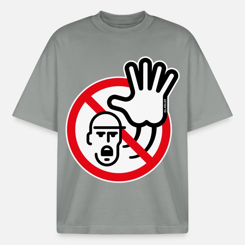 Panneau d’avertissement / Avertissement / Interdiction (Symbole / 3C) - T-shirt unisexe boxy épais biologique Stanley/Stella - gris brumeux
