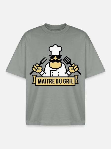 Grill Master (Grill / BBQ / BBQ / 3C) - Boxy Heavyweight Unisex Organic T-Shirt by Stanley/Stella - misty grey