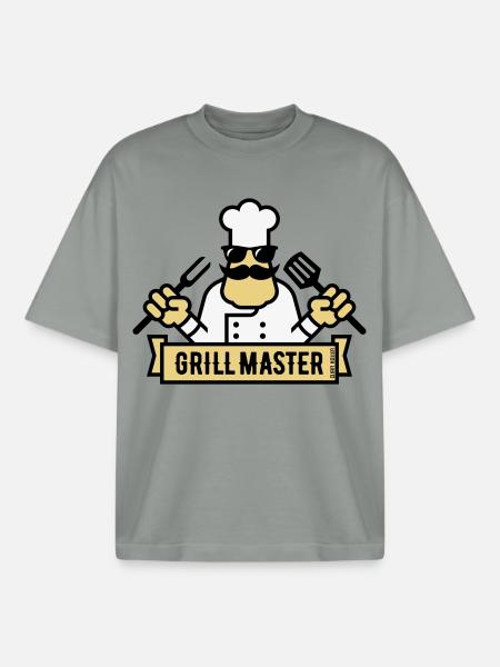 Grill Master (Grilling / Barbecue / BBQ / 3C) - Boxy Heavyweight Unisex Organic T-Shirt by Stanley/Stella - misty grey