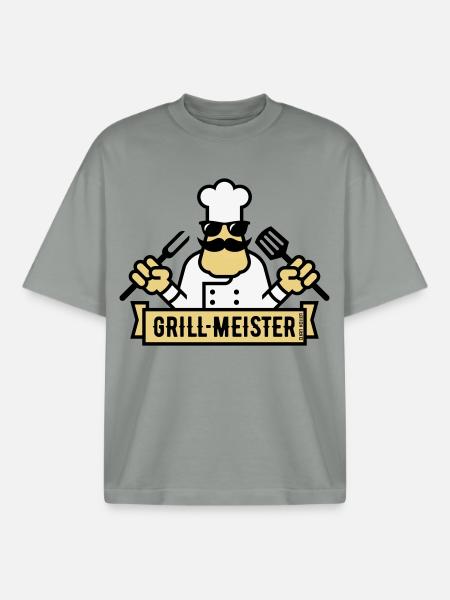 Grillmeister (Grilling / Barbecue / BBQ / 3C) - Boxy Heavyweight Unisex Organic T-Shirt by Stanley/Stella - misty grey