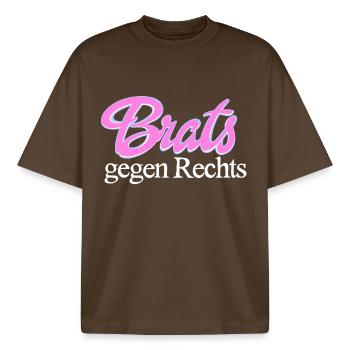 Brats gegen Rechts – Aktivismus-Statement - Boxy Heavyweight Unisex Organic T-Shirt von Stanley/Stella - Dunkelbraun - Vorne - AI Model Male 185 light (185cm) & AI Model Female 172 dark (172cm)