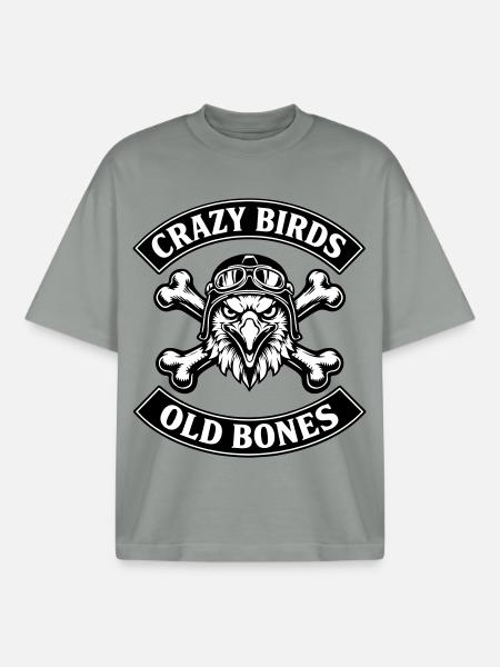 Crazy Birds - Old Bones - Boxy Heavyweight Unisex Organic T-Shirt by Stanley/Stella - misty grey
