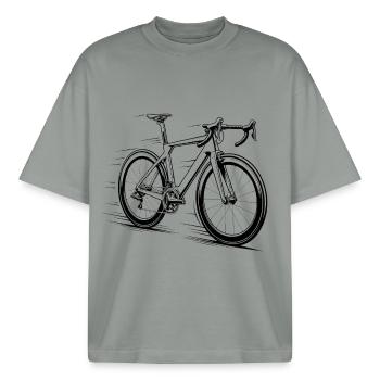 Aero Racer – Speed Line Road Rennrad Bike - T-shirt unisexe boxy épais biologique Stanley/Stella - gris brumeux - Devant - AI Model Male 185 light (185cm) & AI Model Female 172 dark (172cm)