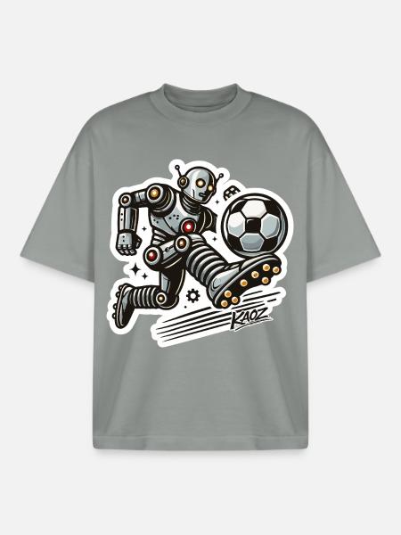 Robo Striker Soccer Bot - Boxy Heavyweight Unisex Organic T-Shirt by Stanley/Stella - misty grey