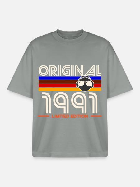 Original 1991 Édition Limitée Retro - T-shirt unisexe boxy épais biologique Stanley/Stella - gris brumeux