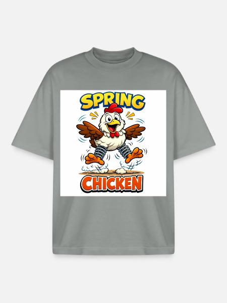 Spring Chicken - Boxy Heavyweight Unisex Organic T-Shirt by Stanley/Stella - misty grey