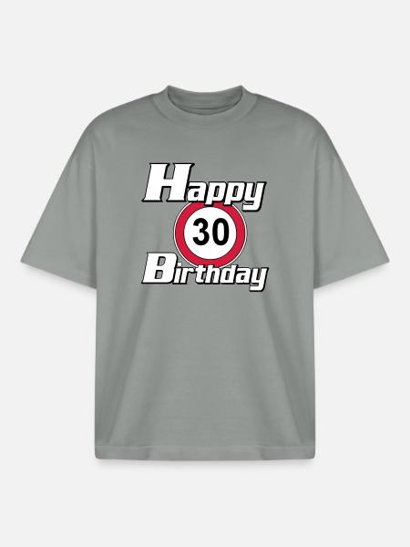 30.Birthday , Happy Birthday 30 (25) - Boxy Heavyweight Unisex Organic T-Shirt by Stanley/Stella - misty grey