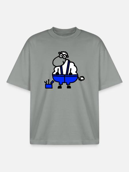 Craftsman's sheep, hero of labor - Boxy Heavyweight Unisex Organic T-Shirt by Stanley/Stella - misty grey