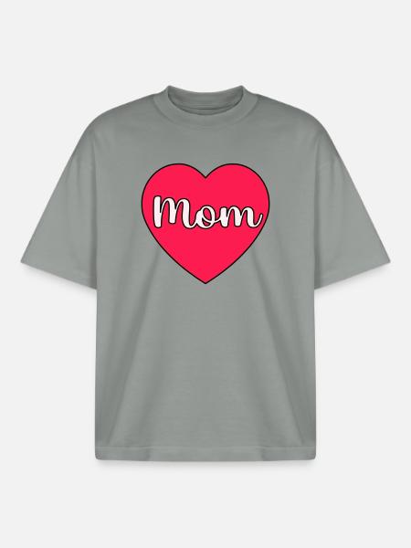 Mom Heart - Boxy Heavyweight Unisex Organic T-Shirt by Stanley/Stella - misty grey