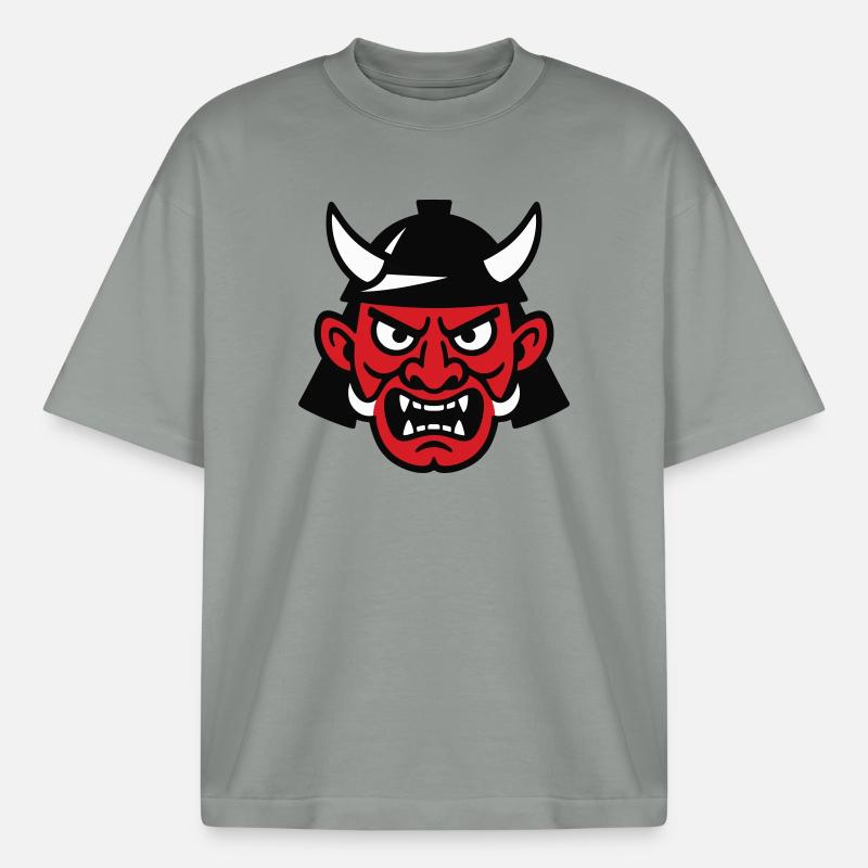 Samurai Devil - Boxy Heavyweight Unisex Organic T-Shirt by Stanley/Stella - misty grey