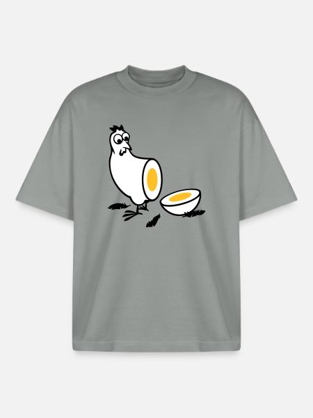 Huhn oder Ei - Boxy Heavyweight Unisex Organic T-Shirt von Stanley/Stella - Nebelgrau