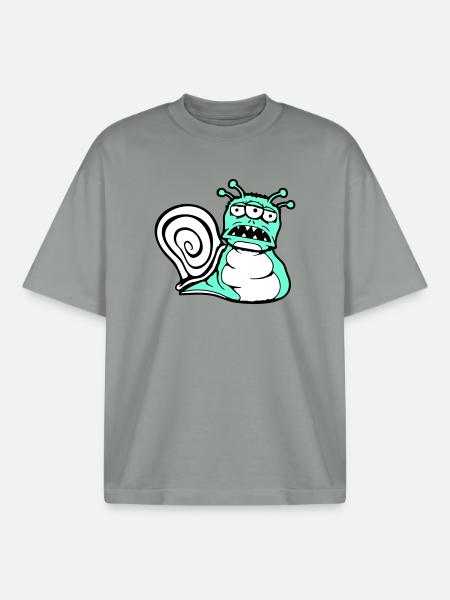 snail alien monster Halloween extraterrestrial - Boxy Heavyweight Unisex Organic T-Shirt by Stanley/Stella - misty grey