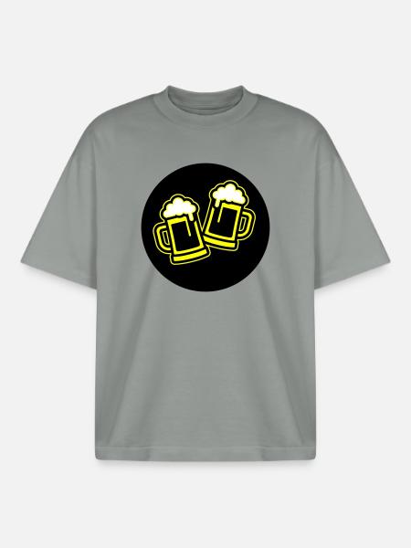 Bier Anstoßen Symbol Bierkrug - Boxy Heavyweight Unisex Organic T-Shirt von Stanley/Stella - Nebelgrau