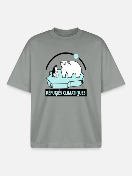 Réfugiés climatiques - T-shirt unisexe boxy épais biologique Stanley/Stella - gris brumeux