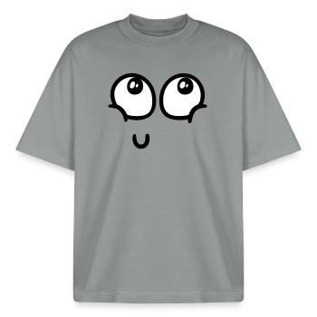 Surcharge de joie - T-shirt unisexe boxy épais biologique Stanley/Stella - gris brumeux - Devant - AI Model Male 185 light (185cm) & AI Model Female 172 dark (172cm)