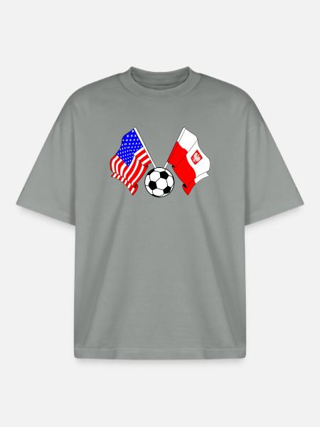 Football Poland vs USA - Boxy Heavyweight Unisex Organic T-Shirt by Stanley/Stella - misty grey