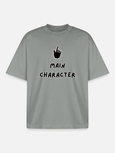 Hoofdpersonage – Gedurfd typografieontwerp - Unisex boxy heavyweight biologisch T-shirt Stanley/Stella - mistig grijs