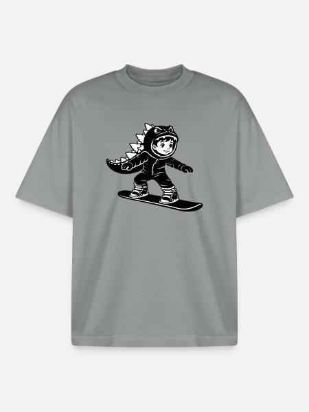 Snowboard Dragon Boy - Boxy Heavyweight Unisex Organic T-Shirt by Stanley/Stella - misty grey