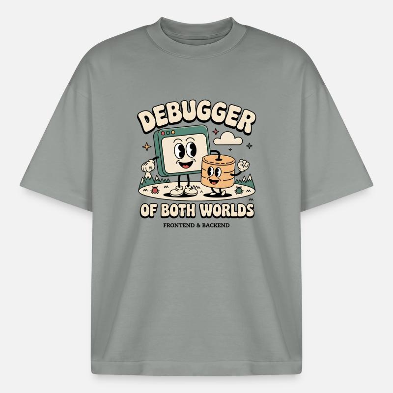 Debugger beider Welten | Debugging Dev - Boxy Heavyweight Unisex Organic T-Shirt von Stanley/Stella - Nebelgrau