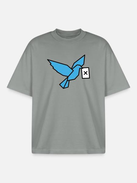 Brieftaube Wahlzettel Vogel Bunt - Boxy Heavyweight Unisex Organic T-Shirt von Stanley/Stella - Nebelgrau